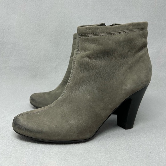 Bronx Gray Leather Heeled Ankle Boots, Women’s Size EU 39 - Picture 1 of 13